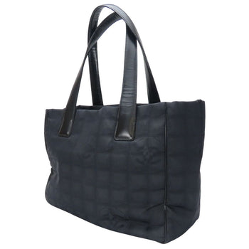 Chanel Tote Bag Jacquard Nylon Black Coco Mark New Travel Line
