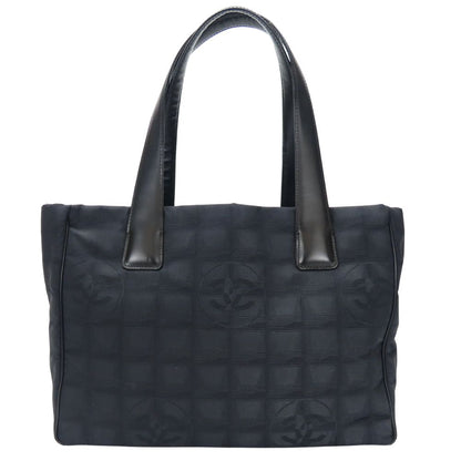 Chanel Tote Bag Jacquard Nylon Black Coco Mark New Travel Line
