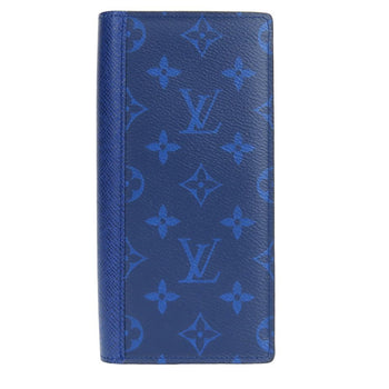 Louis Vuitton Long Wallet Purse M30297 Taiga, Monogram Blue Portefeuille Blaza Mens