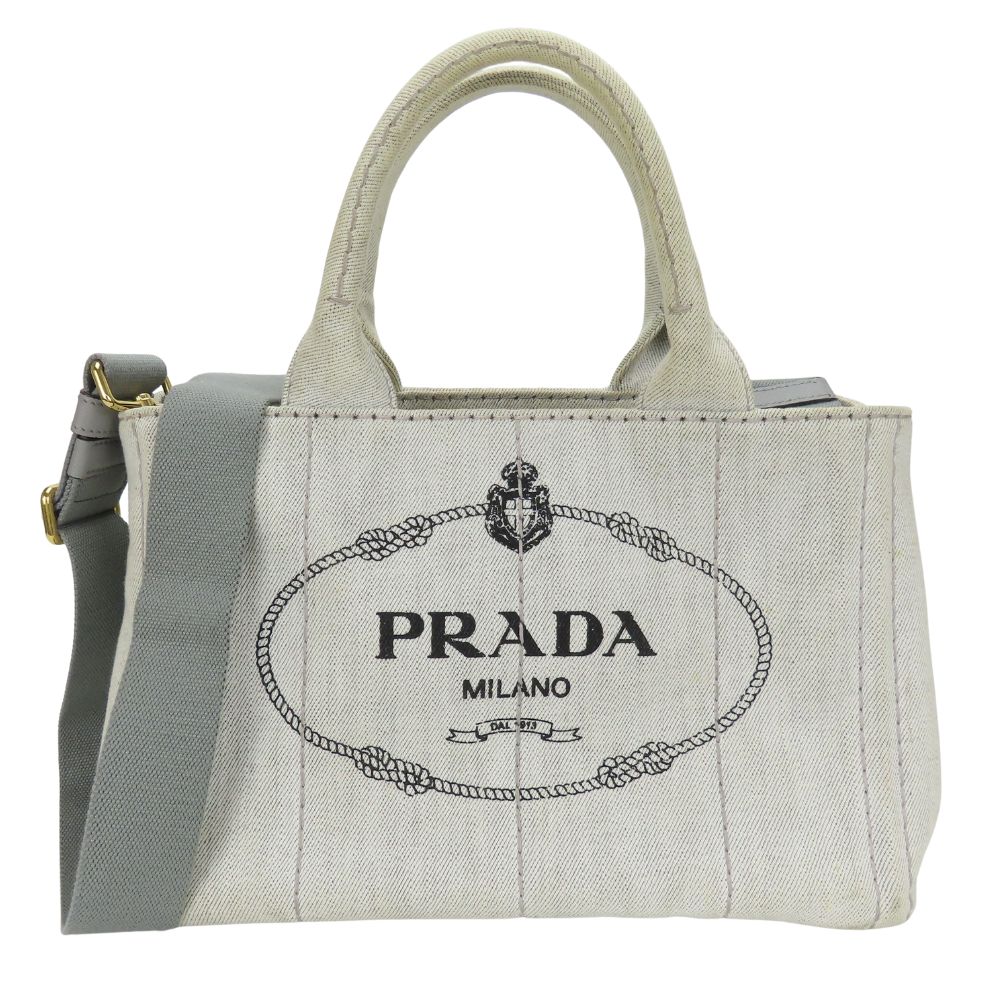 Prada Tote Bag 1Bg439 Canvas Gray Canapa Women