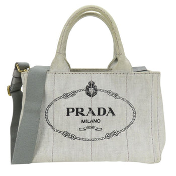 Prada Tote Bag 1Bg439 Canvas Gray Canapa Women
