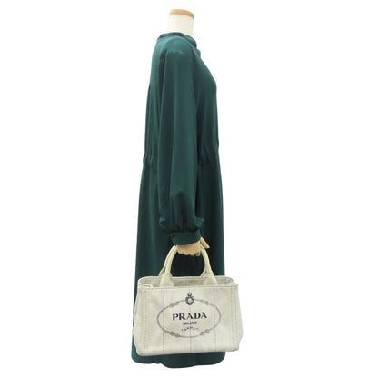 Prada Tote Bag 1Bg439 Canvas Gray Canapa Women