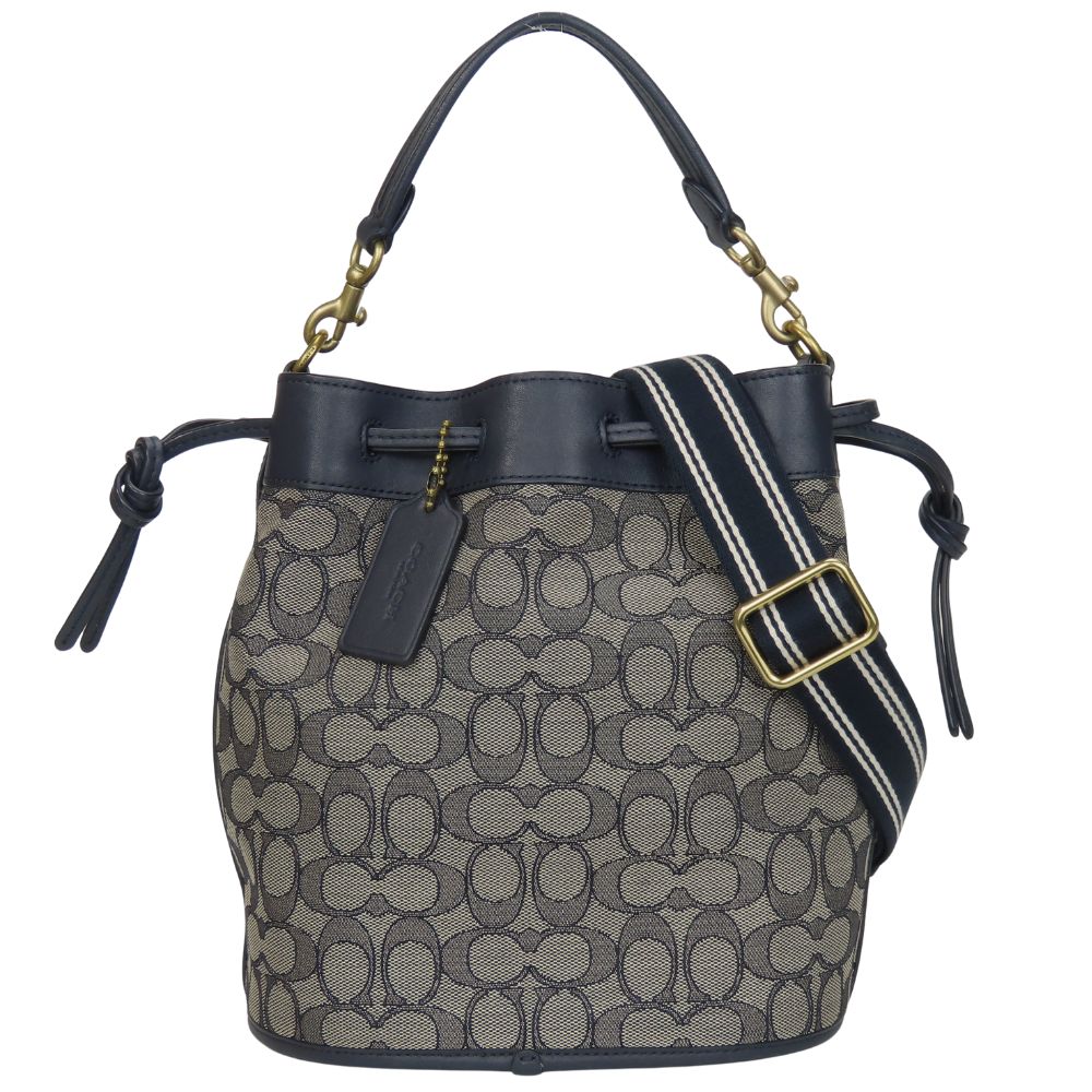 Coach Shoulder Bag C3853 Canvas, Leather Navy Field Bucket Women
