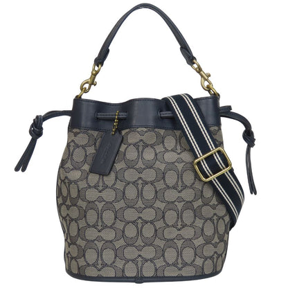 Coach Shoulder Bag C3853 Canvas, Leather Navy Field Bucket Women