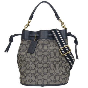 Coach Shoulder Bag C3853 Canvas, Leather Navy Field Bucket Women