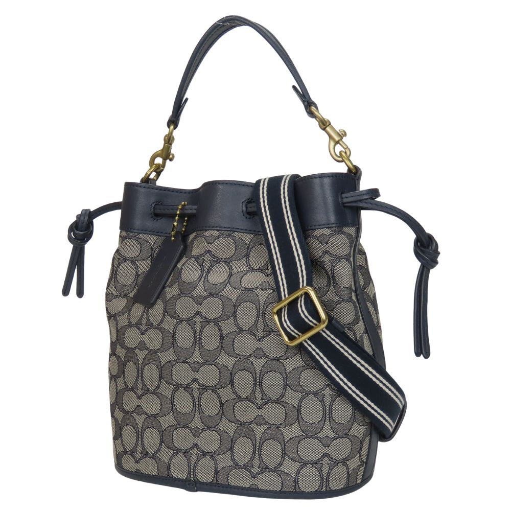 Coach Shoulder Bag C3853 Canvas, Leather Navy Field Bucket Women
