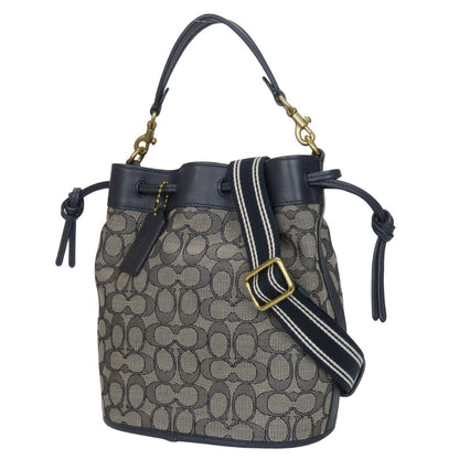 Coach Shoulder Bag C3853 Canvas, Leather Navy Field Bucket Women