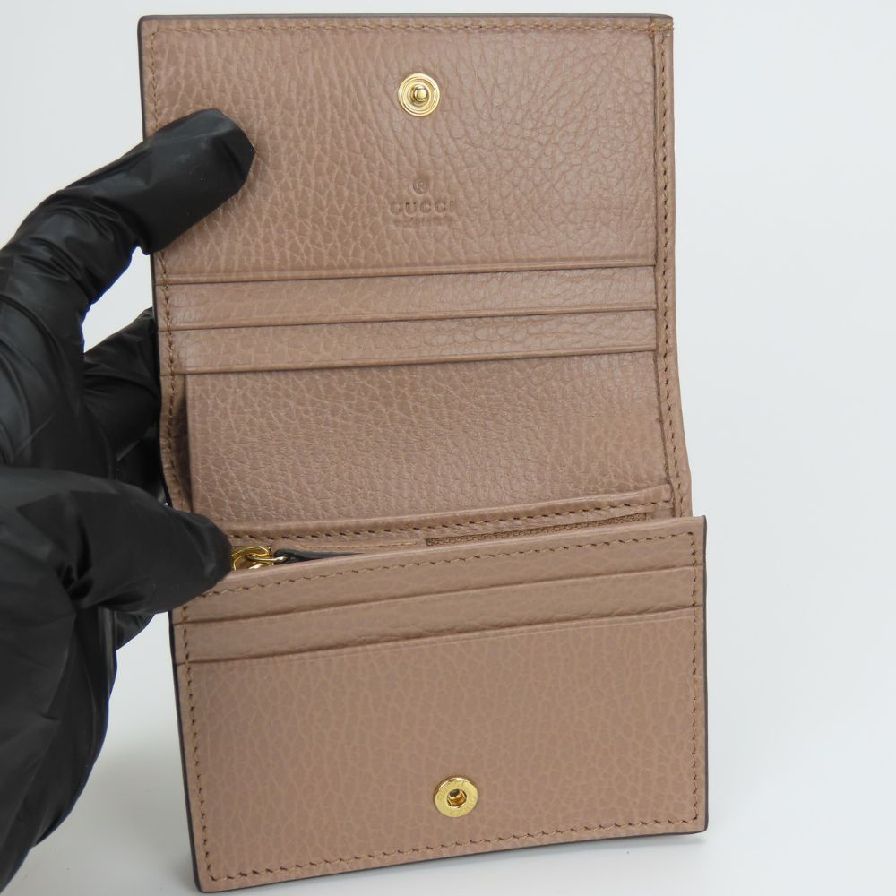 Gucci Bifold Wallet 658610 Gg Supreme Canvas, Leather Two-Tone Color (Beige) Gg Marmont Women
