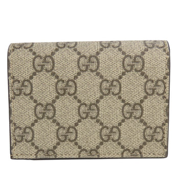 Gucci Bifold Wallet 658610 Gg Supreme Canvas, Leather Two-Tone Color (Beige) Gg Marmont Women