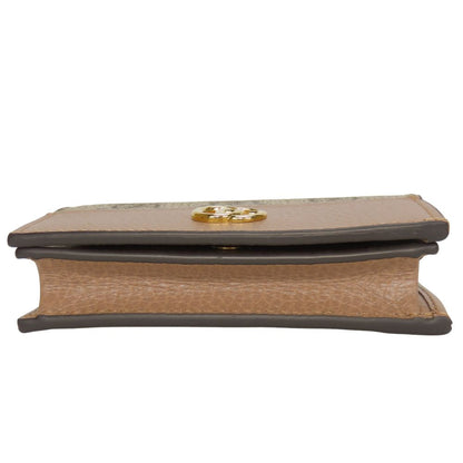 Gucci Bifold Wallet 658610 Gg Supreme Canvas, Leather Two-Tone Color (Beige) Gg Marmont Women
