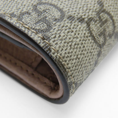 Gucci Bifold Wallet 658610 Gg Supreme Canvas, Leather Two-Tone Color (Beige) Gg Marmont Women