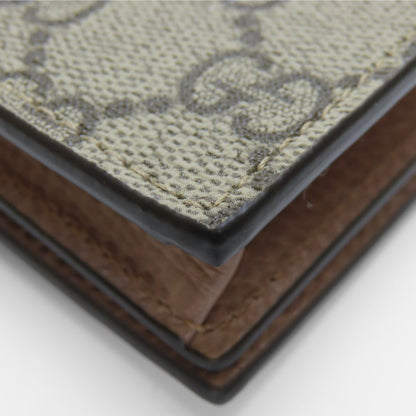 Gucci Bifold Wallet 658610 Gg Supreme Canvas, Leather Two-Tone Color (Beige) Gg Marmont Women