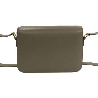 Celine Shoulder Bag Leather Gray Triomphe Logo Metal Classic Triomphe Women