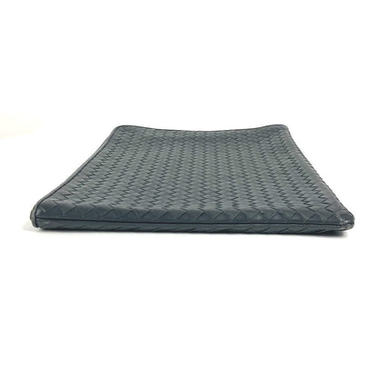 Bottegaveneta Clutch Bag Leather Gray Intrecciato L-Shaped Fastener
