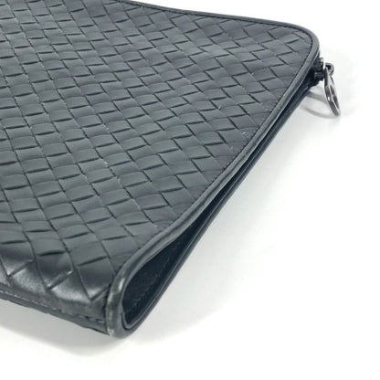 Bottegaveneta Clutch Bag Leather Gray Intrecciato L-Shaped Fastener