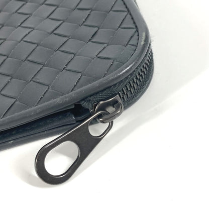 Bottegaveneta Clutch Bag Leather Gray Intrecciato L-Shaped Fastener