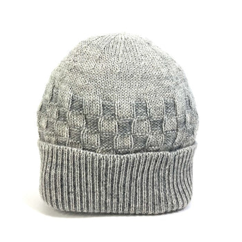 Louis Vuitton Knit Hat Wool Gray Damier Beanie Women M