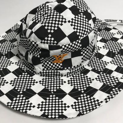Louis Vuitton Hat Mp2965 Polyester / Cotton Black Distorted Damier Hat Mens