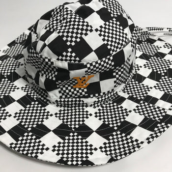 Louis Vuitton Hat Mp2965 Polyester / Cotton Black Distorted Damier Hat Mens