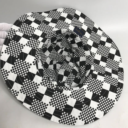 Louis Vuitton Hat Mp2965 Polyester / Cotton Black Distorted Damier Hat Mens