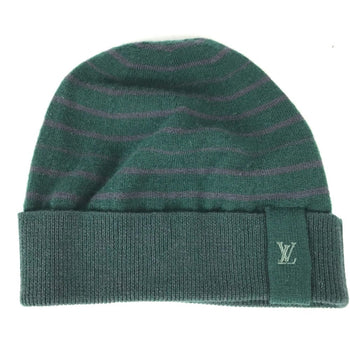 Louis Vuitton Knit Hat Wool, Cashmere Green Lv Logo Border Women M