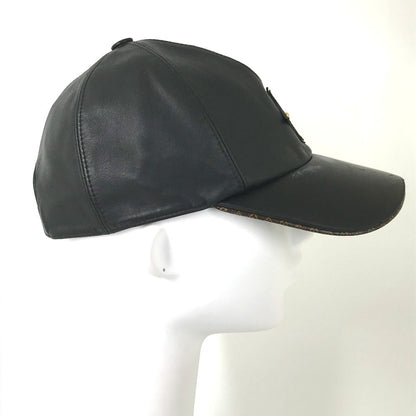Louis Vuitton Cap M76950 Leather Black Monogram Flower Cap Play L