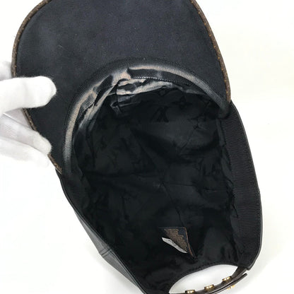 Louis Vuitton Cap M76950 Leather Black Monogram Flower Cap Play L