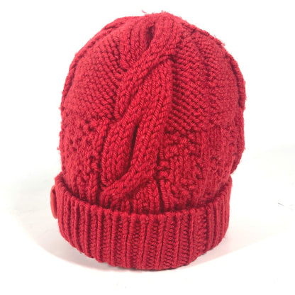 Louis Vuitton Knit Hat Wool Red With Can Badge Pone Constance Women