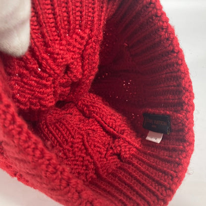 Louis Vuitton Knit Hat Wool Red With Can Badge Pone Constance Women