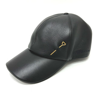 Louis Vuitton Cap M76252 Leather Black Newsboy Cap Pin