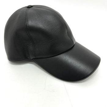 Louis Vuitton Cap M76252 Leather Black Newsboy Cap Pin