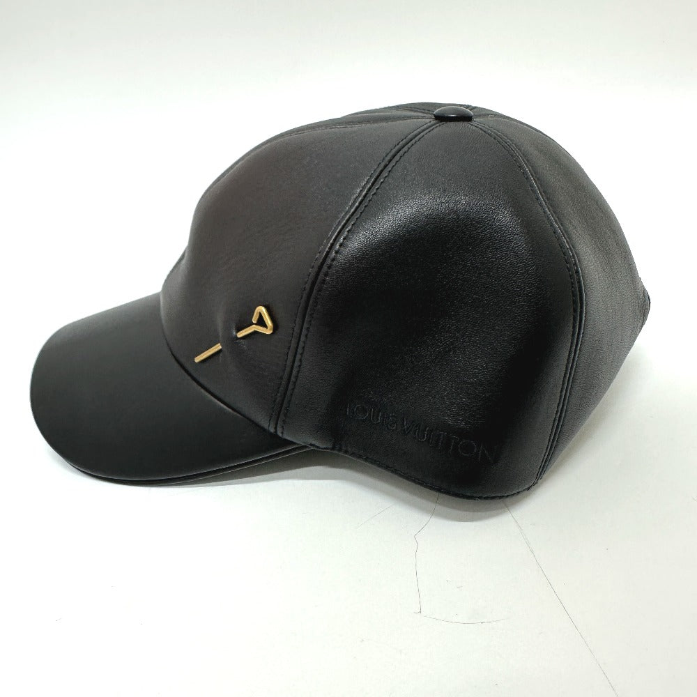 Louis Vuitton Cap M76252 Leather Black Newsboy Cap Pin