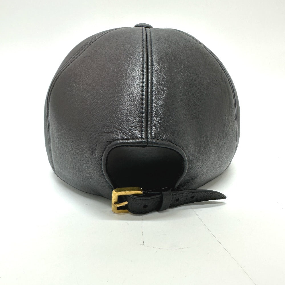 Louis Vuitton Cap M76252 Leather Black Newsboy Cap Pin