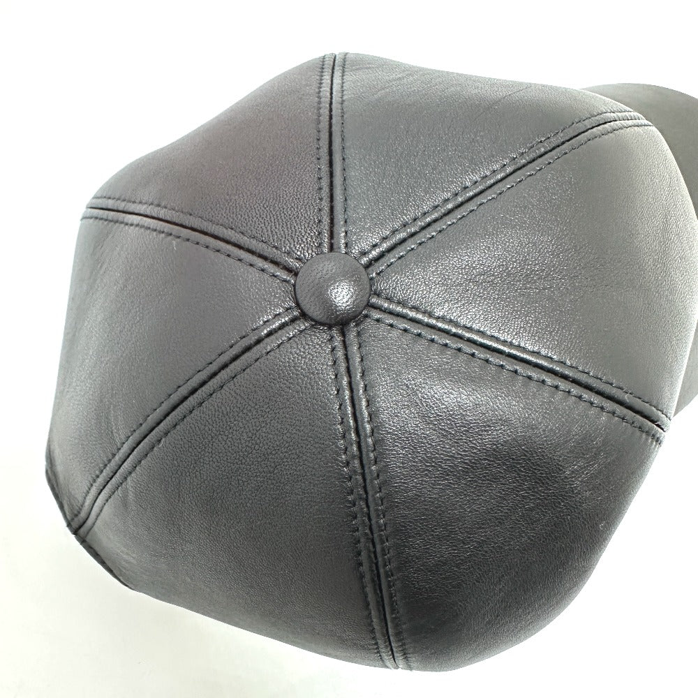 Louis Vuitton Cap M76252 Leather Black Newsboy Cap Pin