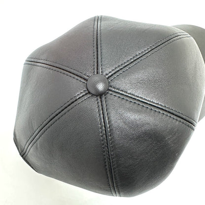 Louis Vuitton Cap M76252 Leather Black Newsboy Cap Pin