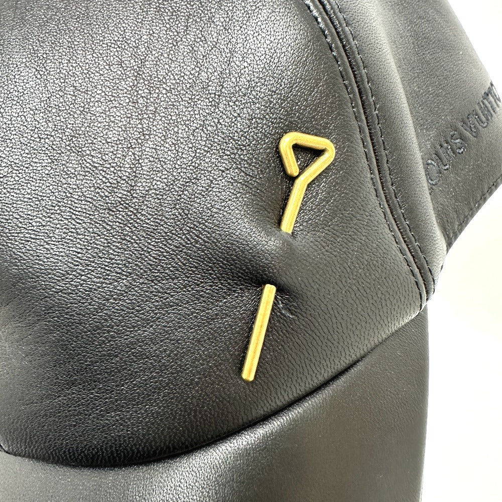 Louis Vuitton Cap M76252 Leather Black Newsboy Cap Pin