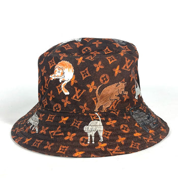 Louis Vuitton Hat Mp2262 Nylon Brown Monogram Catgram Cat Bucket Hat Women