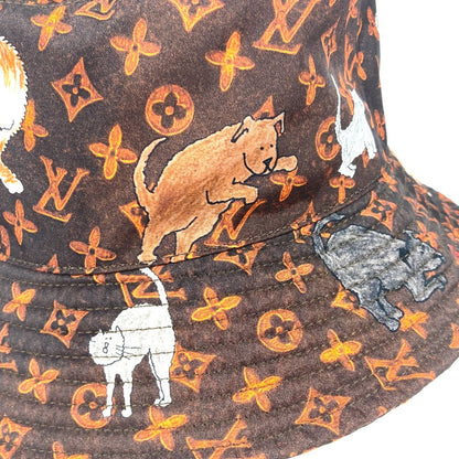 Louis Vuitton Hat Mp2262 Nylon Brown Monogram Catgram Cat Bucket Hat Women