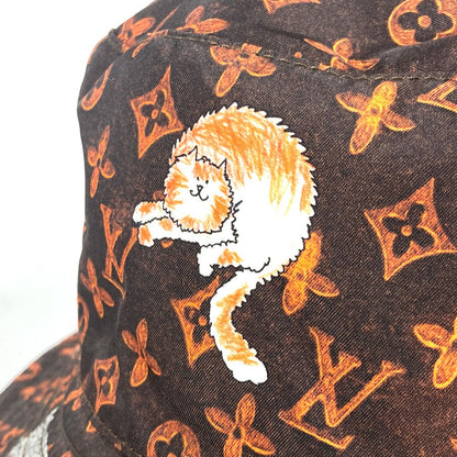 Louis Vuitton Hat Mp2262 Nylon Brown Monogram Catgram Cat Bucket Hat Women