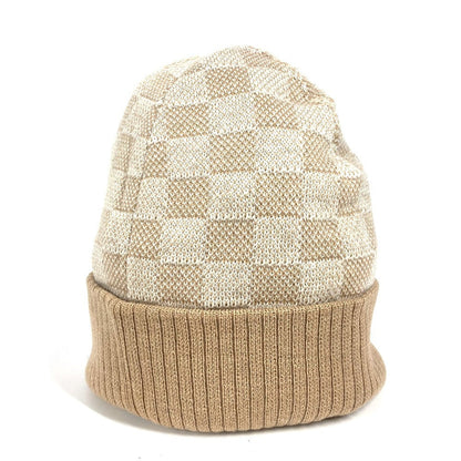Louis Vuitton Knit Hat M77984 Wool Beige Beanie Neo Petite Damier
