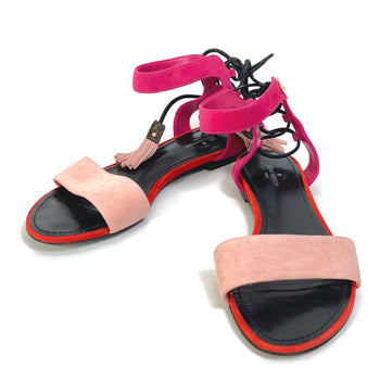 Louis Vuitton Sandals Model Number Unknown Leather, Suede Pink Monogram Flower Tassel Fringe Women