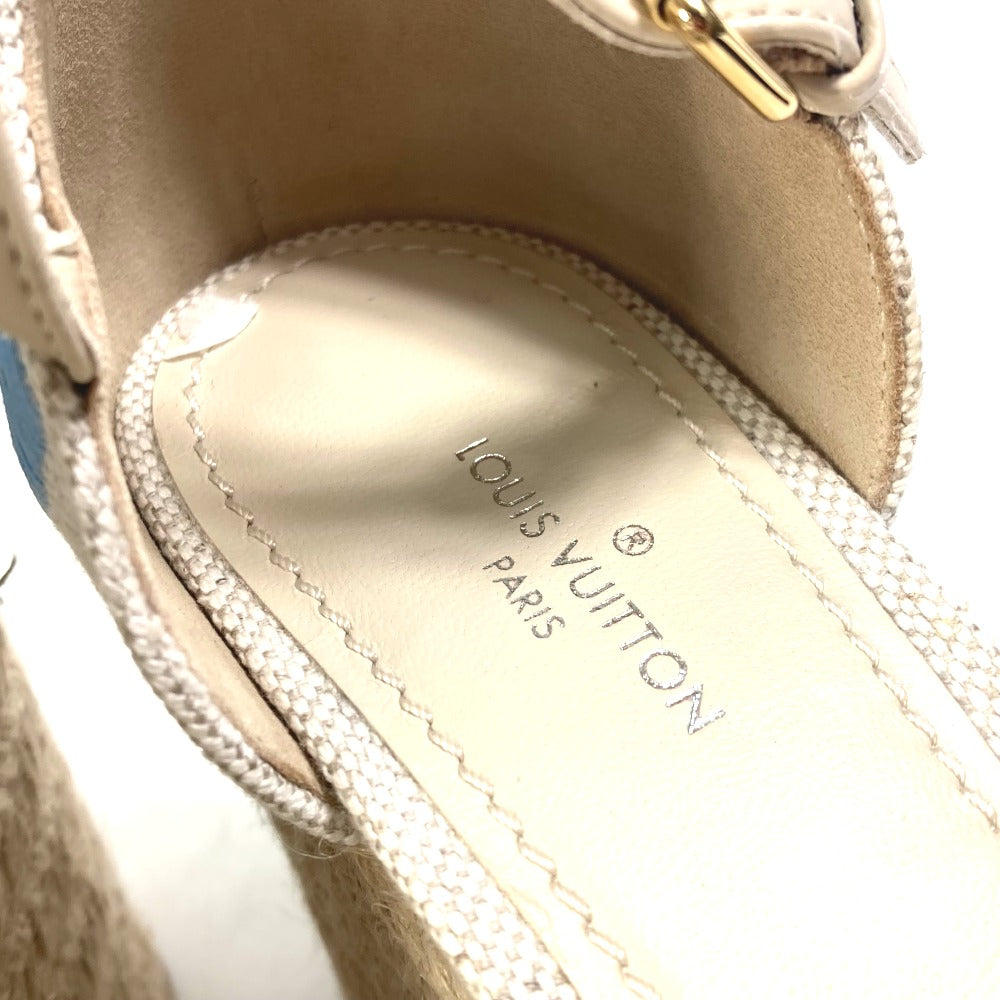 Louis Vuitton Sandals Leather / Canvas Blue Starboard Lines With Strap 34.5