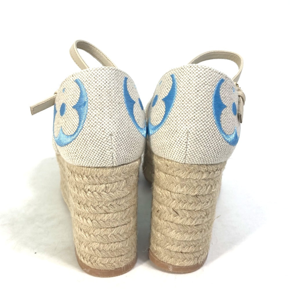 Louis Vuitton Sandals Leather / Canvas Blue Starboard Lines With Strap 34.5