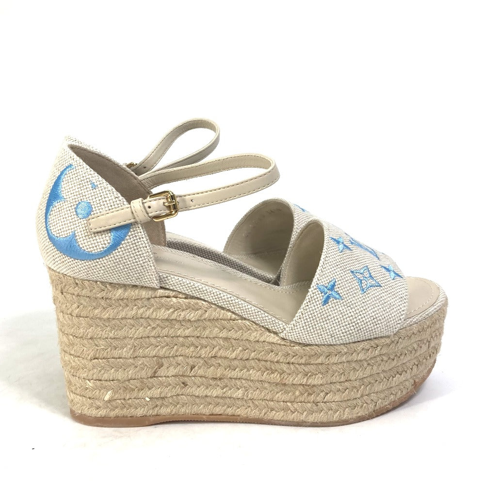 Louis Vuitton Sandals Leather / Canvas Blue Starboard Lines With Strap 34.5