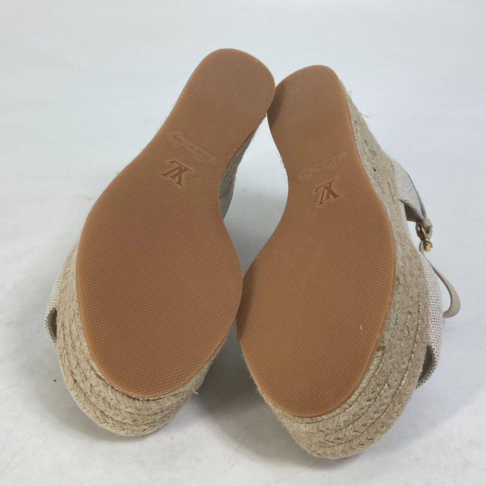 Louis Vuitton Sandals Leather / Canvas Blue Starboard Lines With Strap 34.5