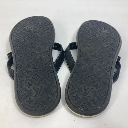 Louis Vuitton Sandals Rubber, Leather Black Monogram Ribbon Women 37.5