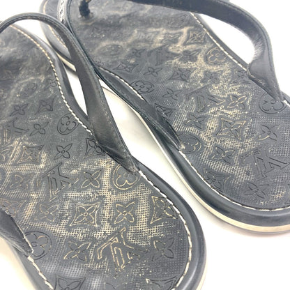 Louis Vuitton Sandals Rubber, Leather Black Monogram Ribbon Women 37.5
