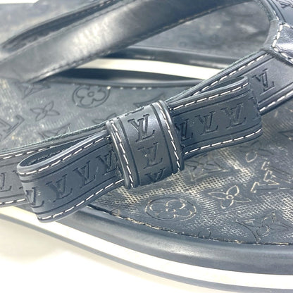 Louis Vuitton Sandals Rubber, Leather Black Monogram Ribbon Women 37.5