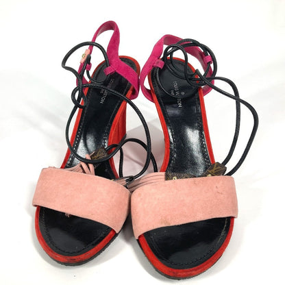 Louis Vuitton Sandals Suede Pink By Color Women 35.5