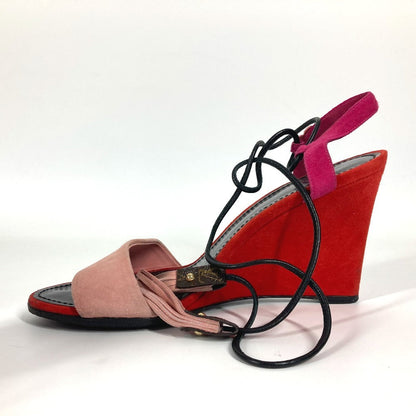 Louis Vuitton Sandals Suede Pink By Color Women 35.5